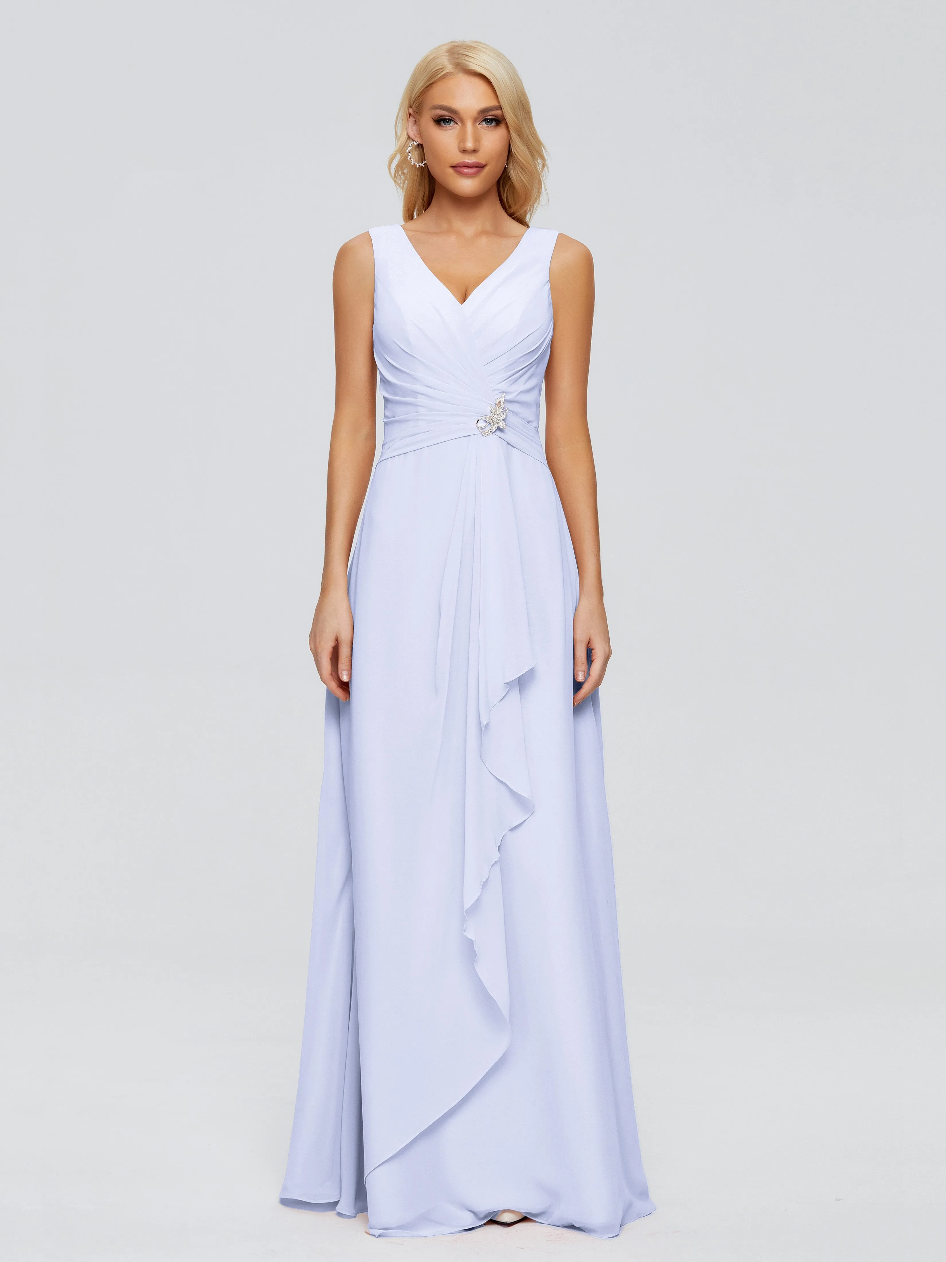 Maria Modern Sheath V Neck Chiffon Bridesmaid Dresses