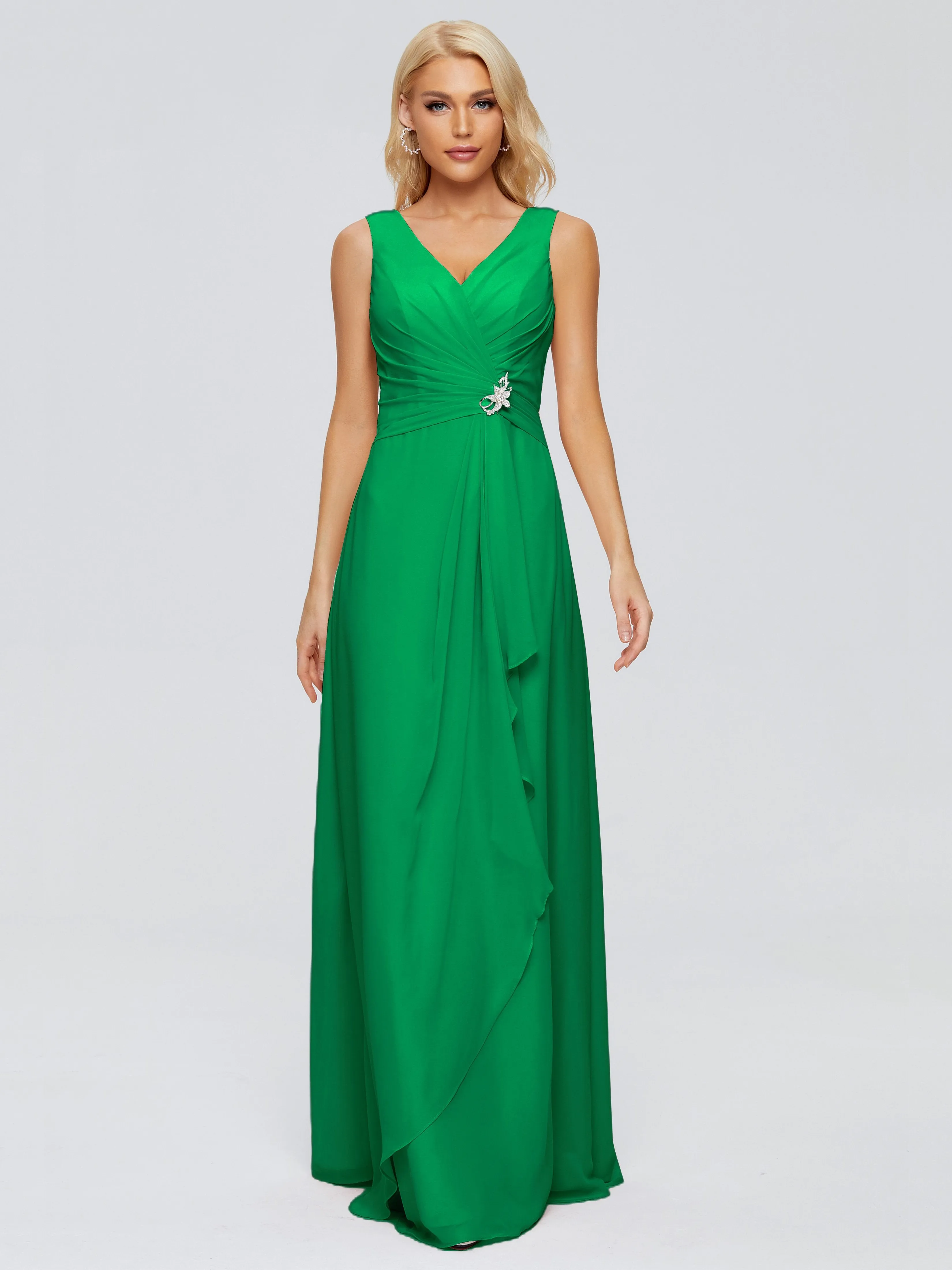 Maria Modern Sheath V Neck Chiffon Bridesmaid Dresses