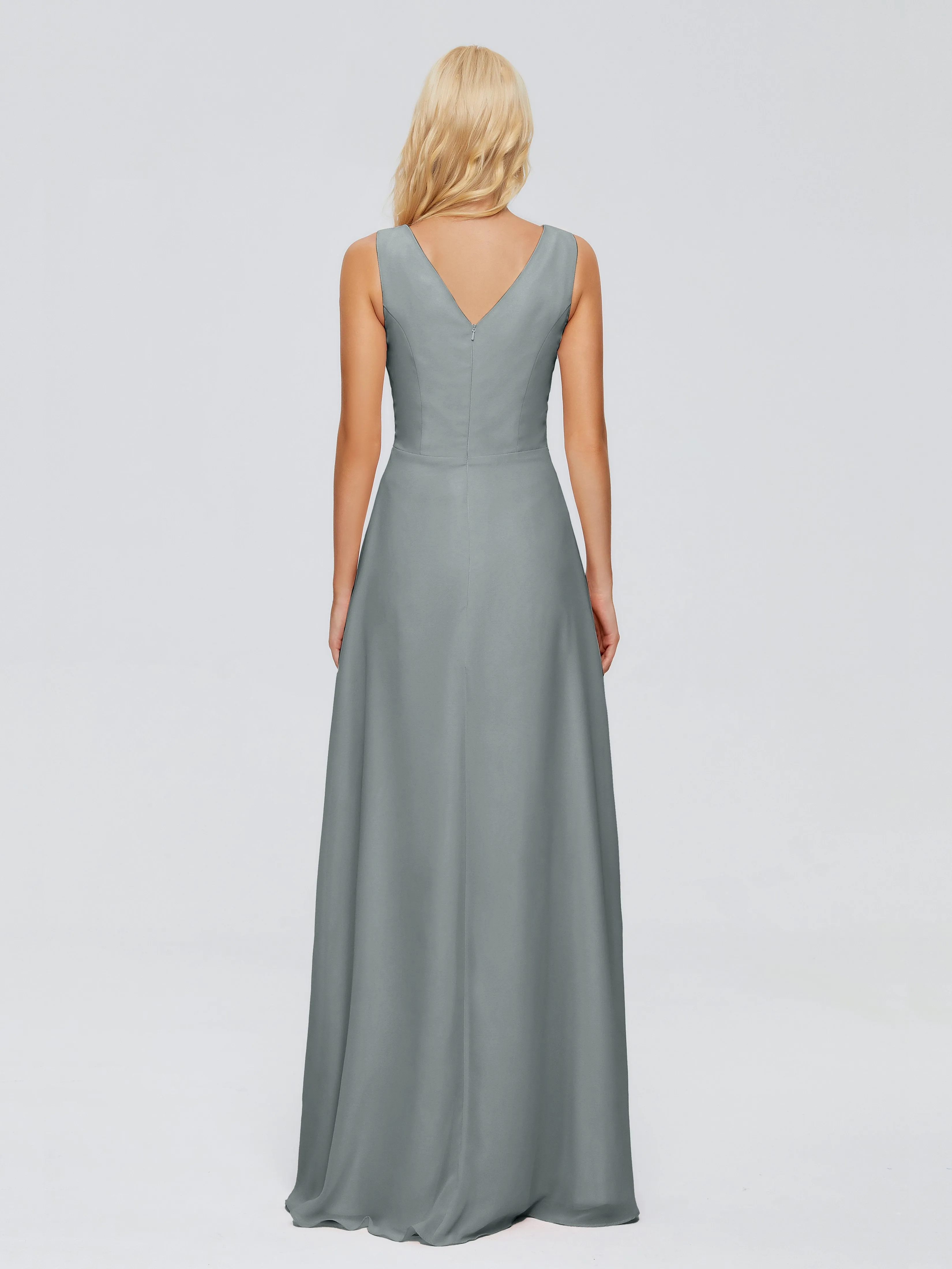 Maria Modern Sheath V Neck Chiffon Bridesmaid Dresses