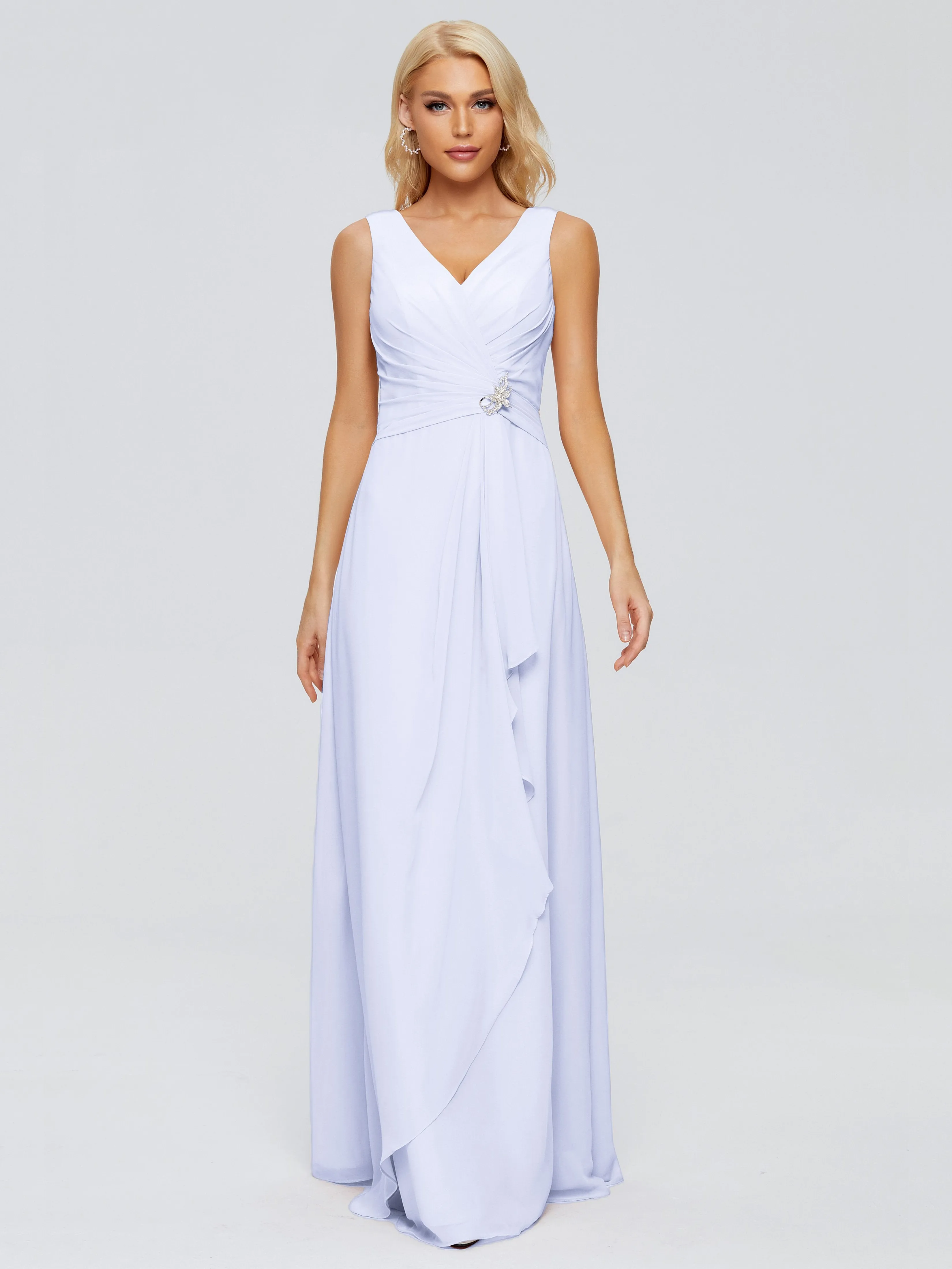 Maria Modern Sheath V Neck Chiffon Bridesmaid Dresses