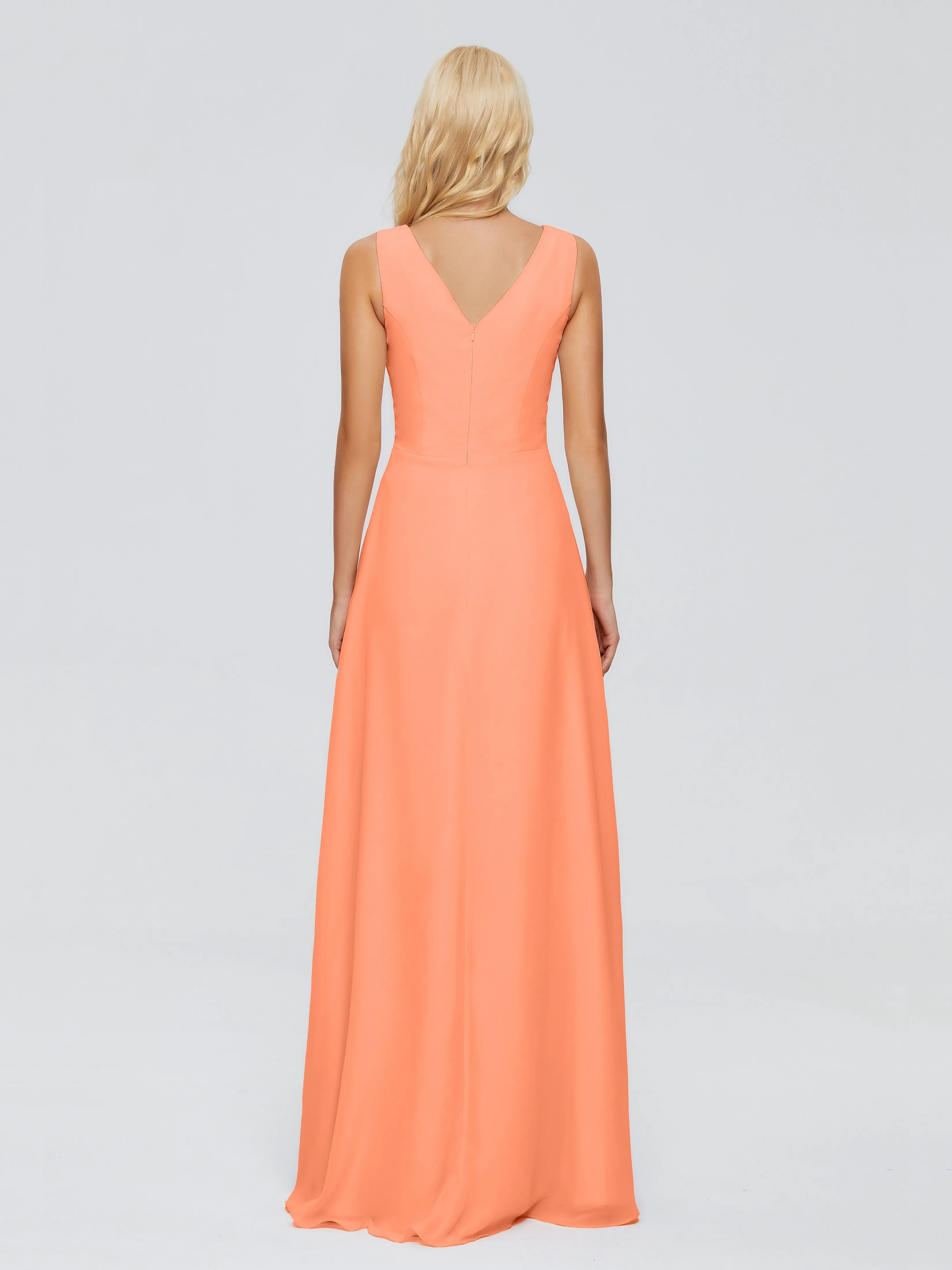 Maria Modern Sheath V Neck Chiffon Bridesmaid Dresses