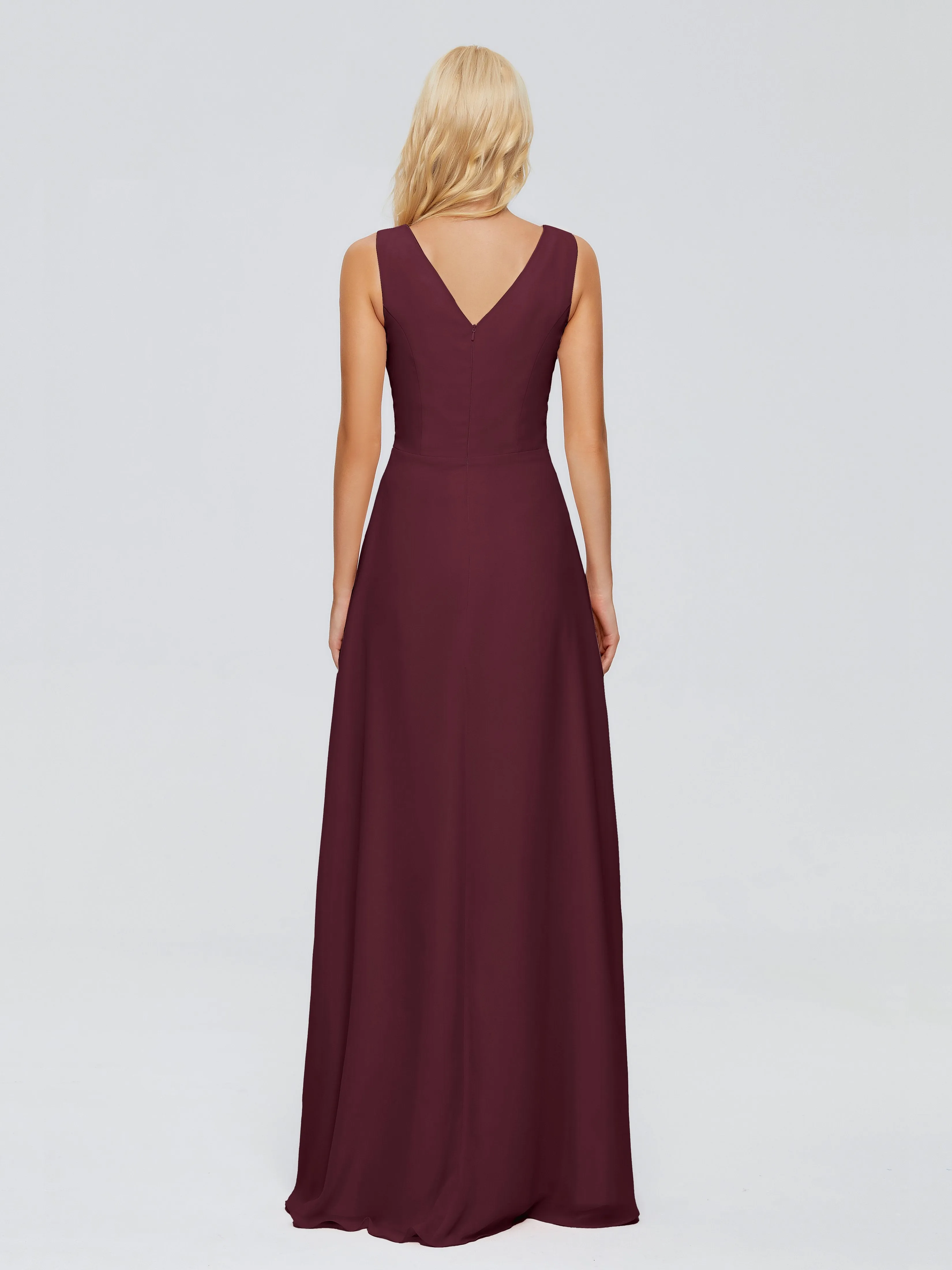 Maria Modern Sheath V Neck Chiffon Bridesmaid Dresses