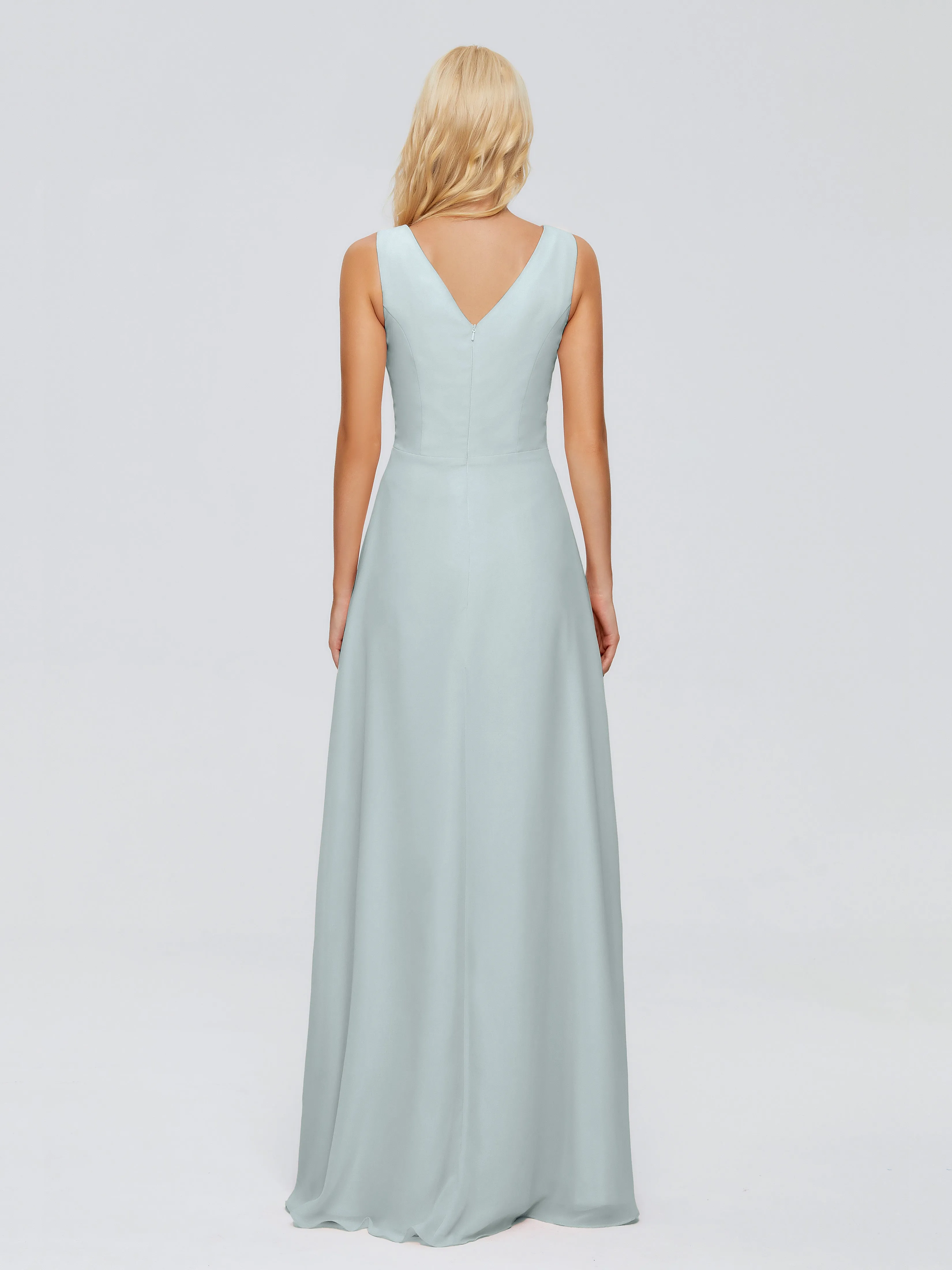 Maria Modern Sheath V Neck Chiffon Bridesmaid Dresses