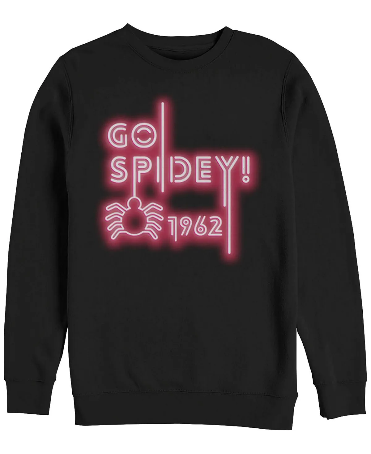 Marvel men's spider-man go spidey neon text, Fifth Sun stand collar fleece, black