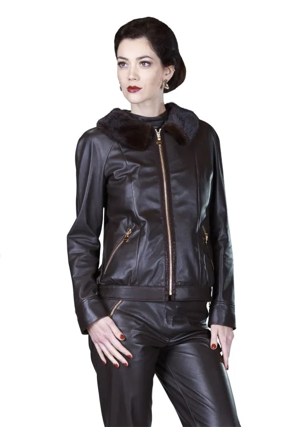 Mink Bomber Reindeer Leather Jacket- Limited Edition