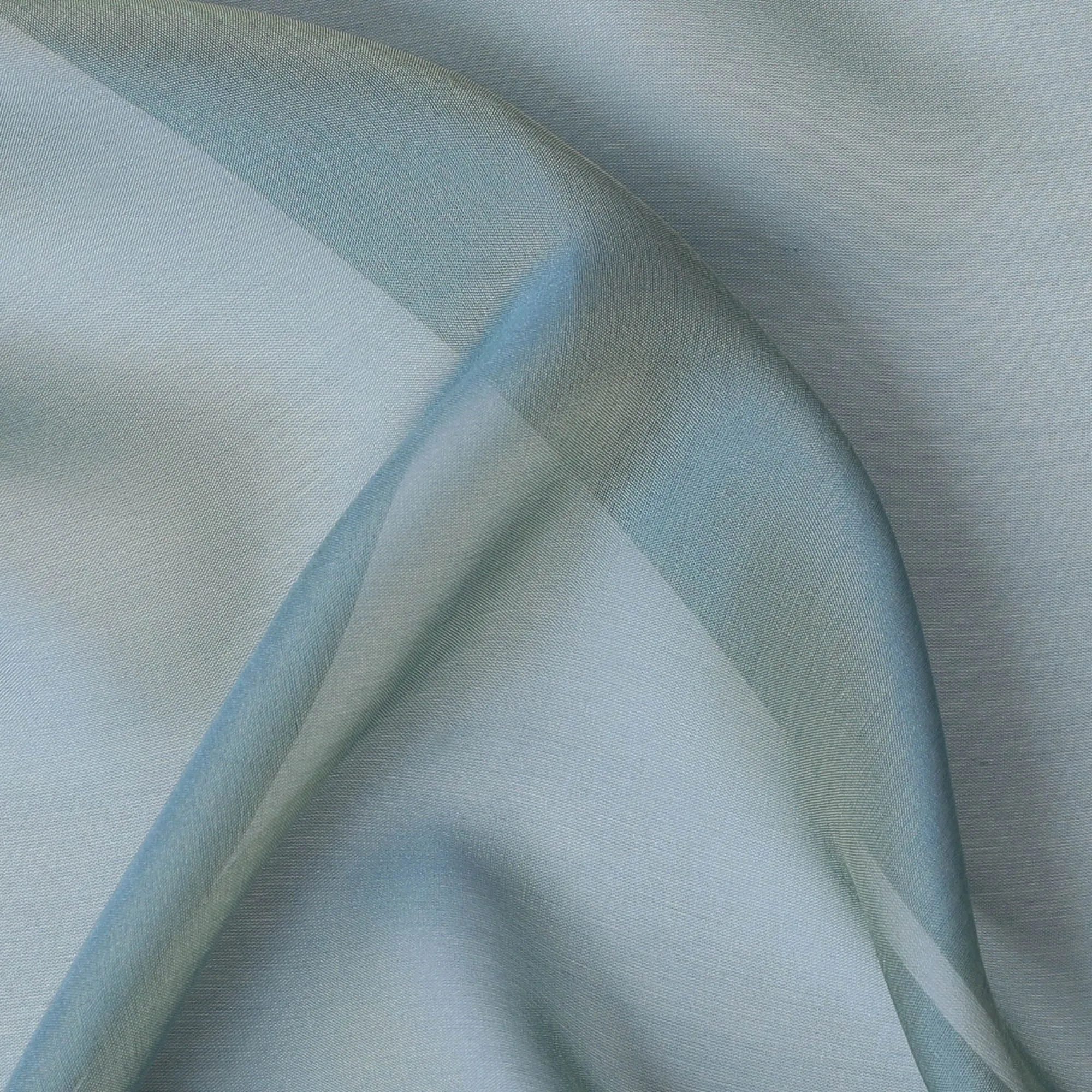 Misty Morning Blue Silk Chiffon Fabric - Buy in Meters Online, 110cm Wide, Premium South Korean Changent-D18146