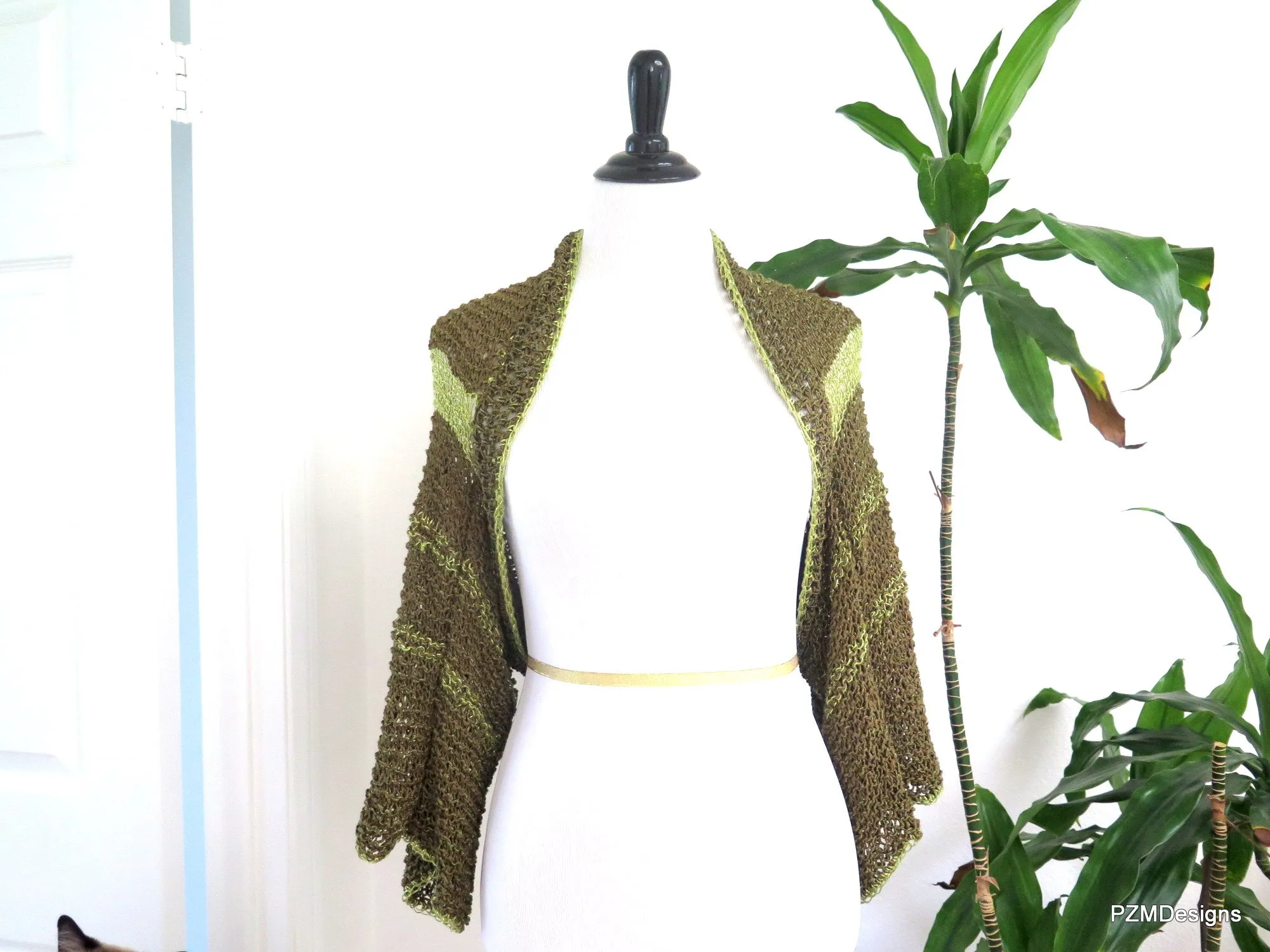 Olive Green and Gold Plus Size Layering Shrug