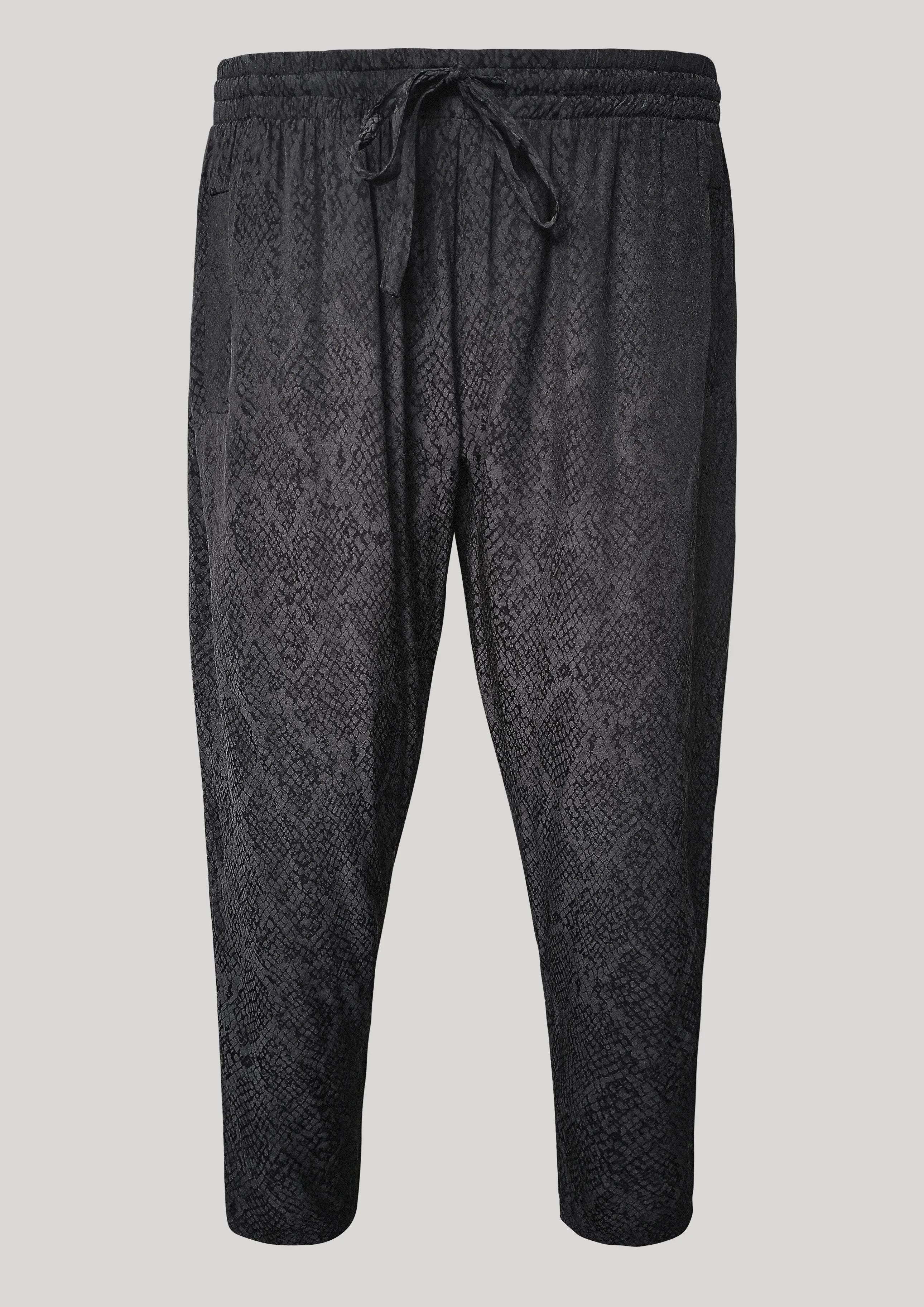 PANTS LOOSE ELASTIC- JACQUARD SATIN black snake