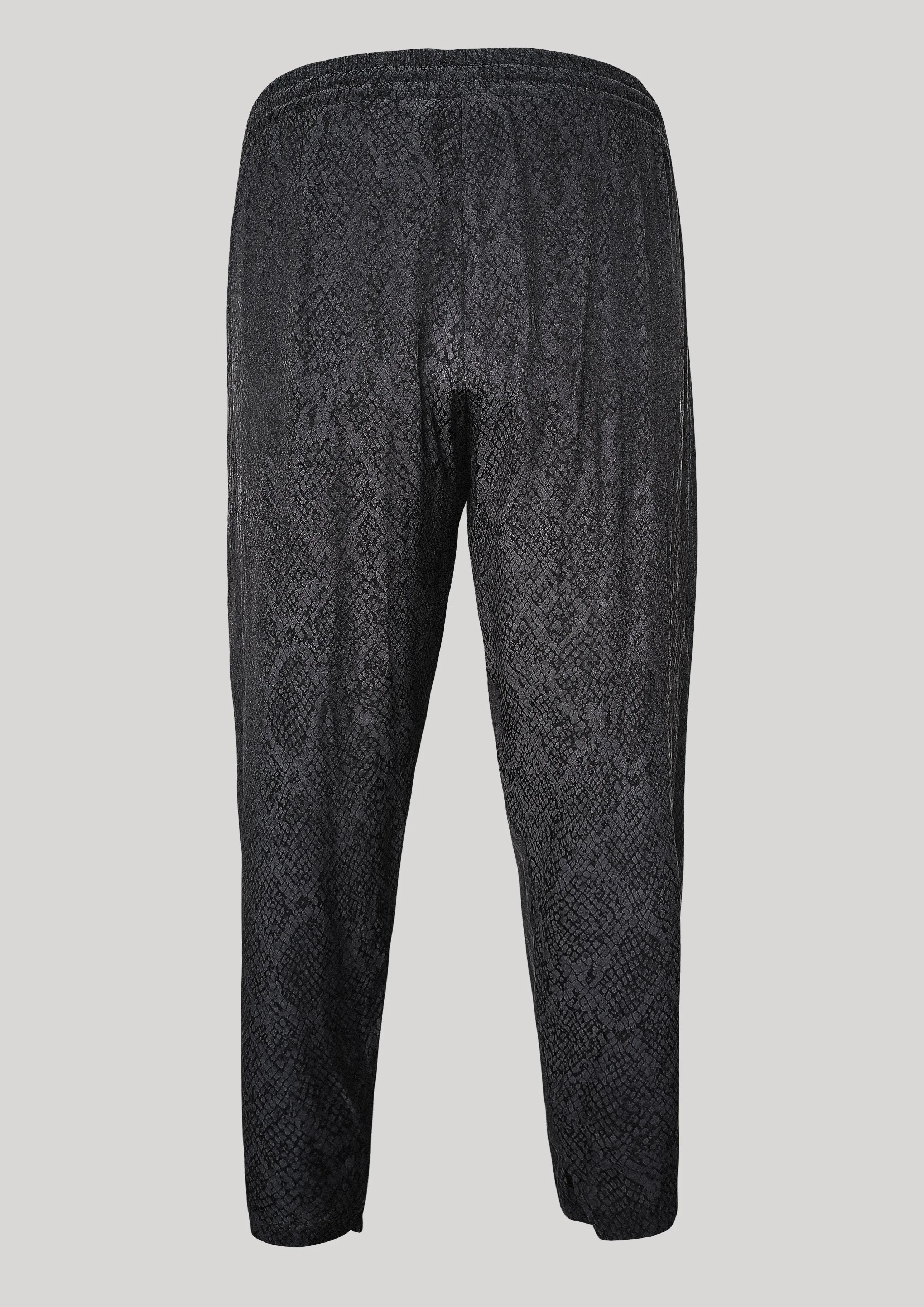 PANTS LOOSE ELASTIC- JACQUARD SATIN black snake