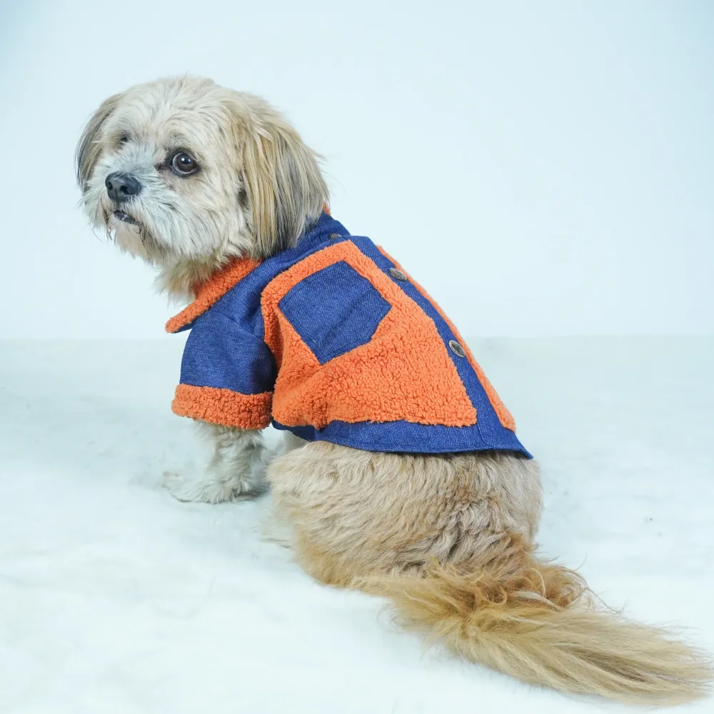 Pawgypets Denim Jacket for Dogs and Cats (Rust)