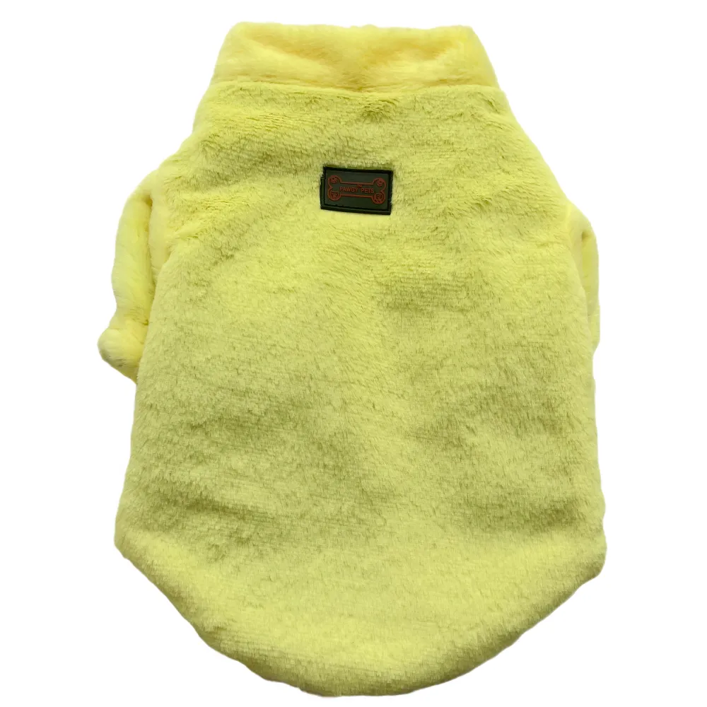 Pawgypets Fur Puffer Jacket for Dogs and Cats (Yellow)