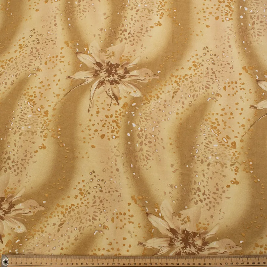 Printed Chiffon Design-240 Floral Yellow & Brown Ombre Shaded