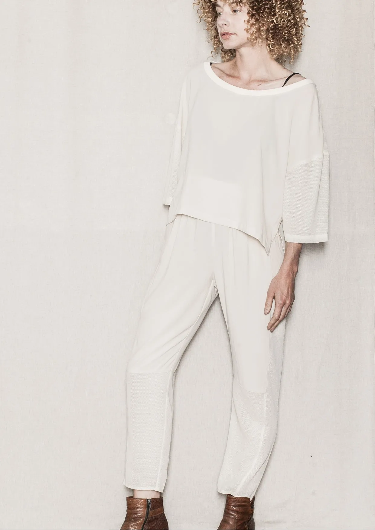 SUMMER PANTS LOOSE - AIRY MESH cream