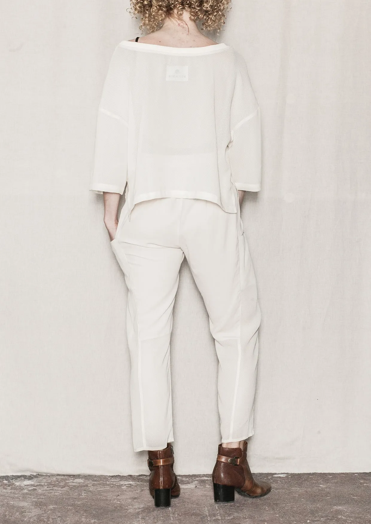 SUMMER PANTS LOOSE - AIRY MESH cream