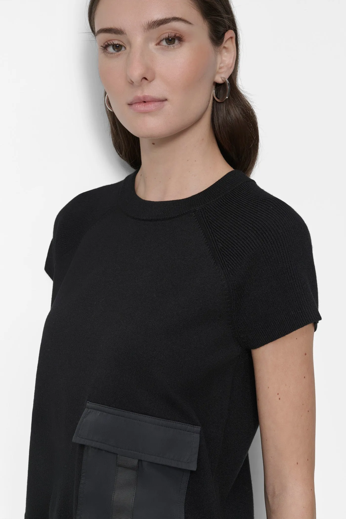 SWEATER TOP WITH SATIN POCKET