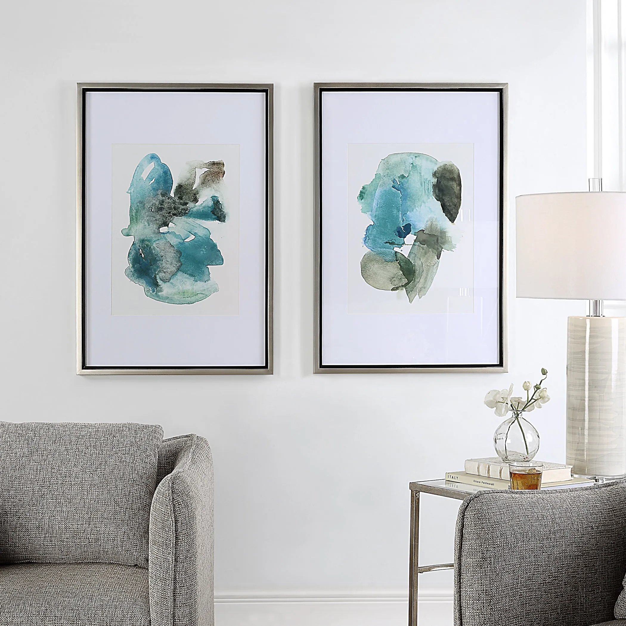 Uttermost Blueprints Watercolor Prints, Set Of 2