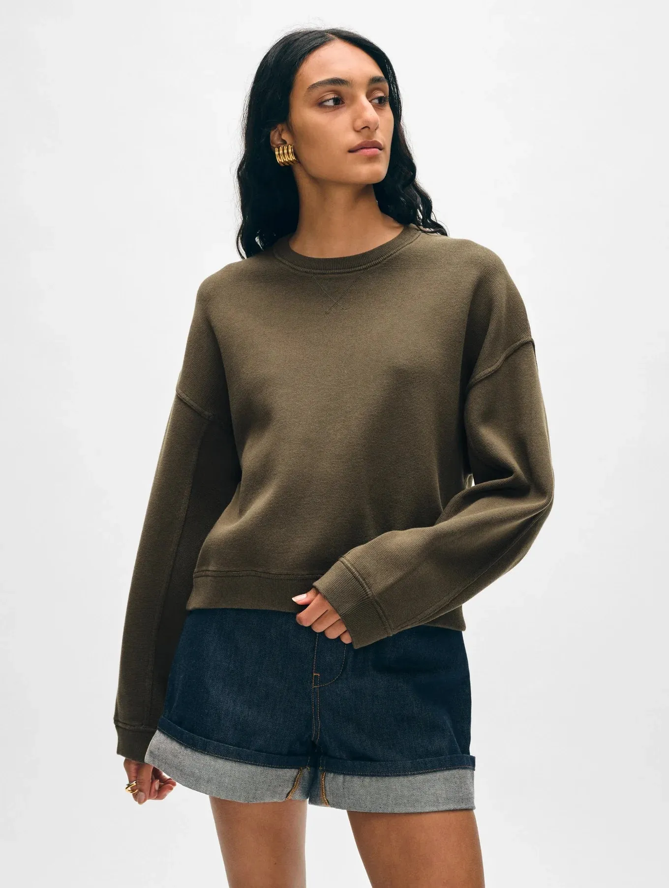 White   Warren - Superfine Organic Cotton Sweatshirt in Dark Sage